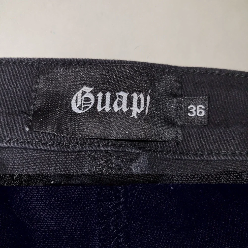 Guapi Jeans Men Size 36x36 Stacked Denim Fringe Distressed Flare Black